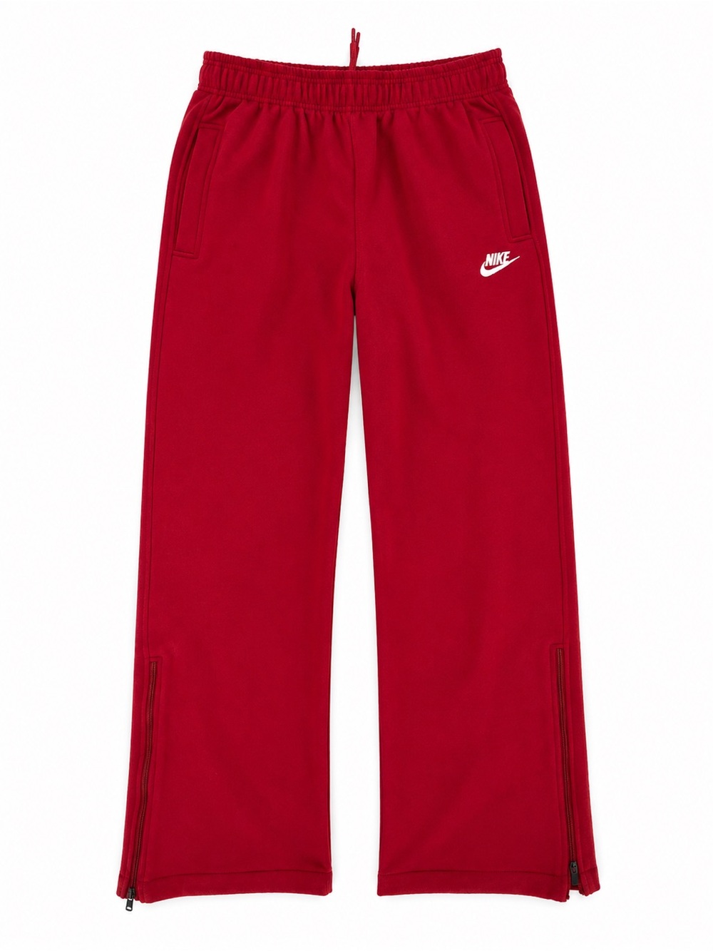 Nike Red Fleece Track Pants with Zippered Cuff